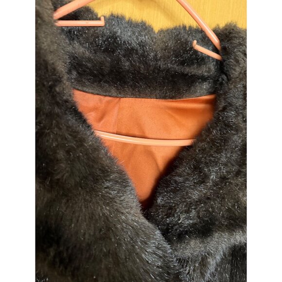Vintage Womens Faux Fur Double Breasted Coat Size M/L Brown Wide Collar Lined - Picture 3 of 16